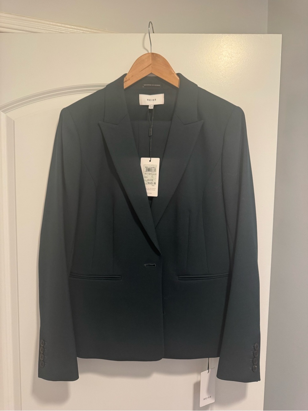 Reiss Sadie Single-Button Tailored Blazer & Trousers (Green)